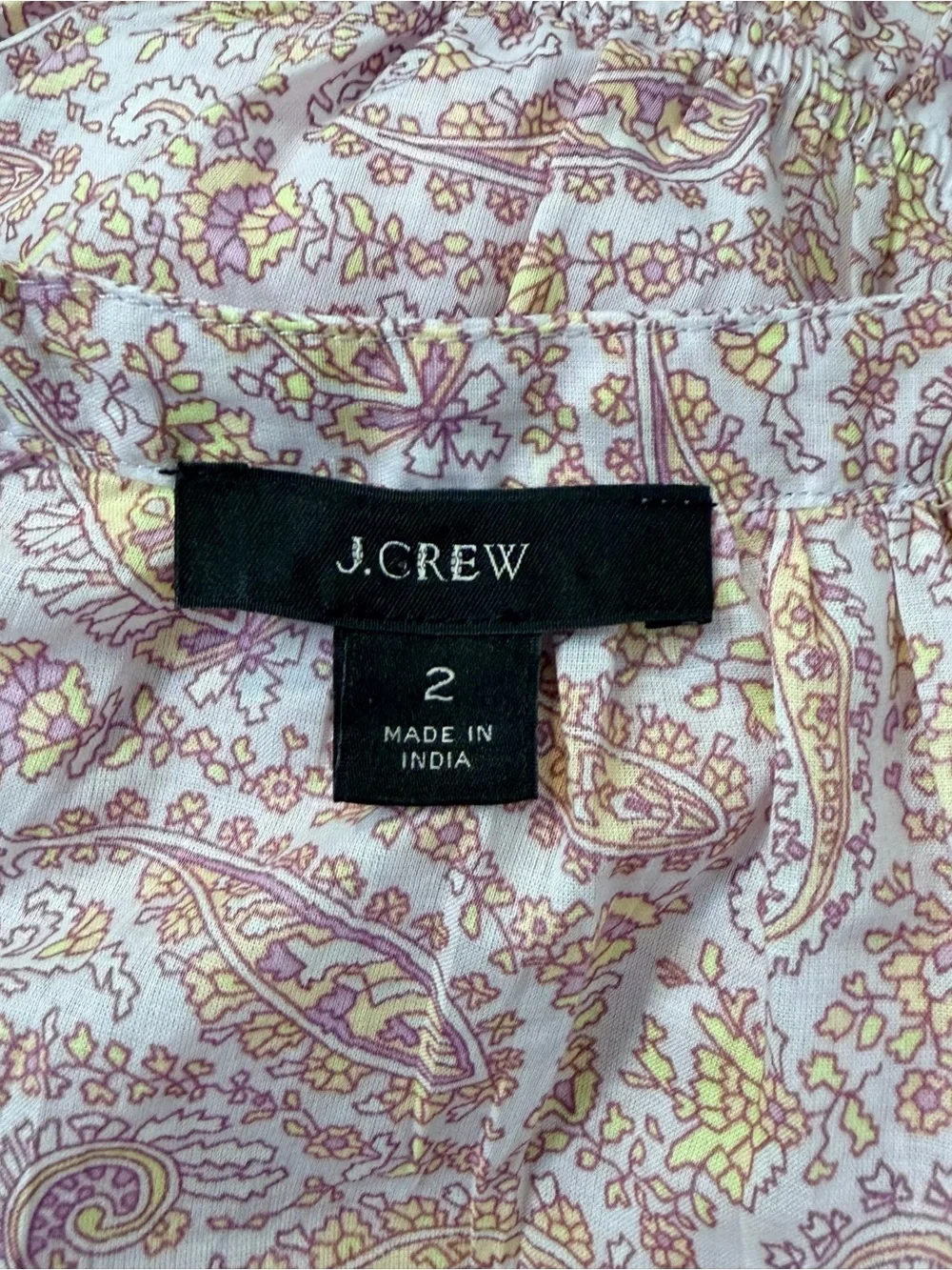J. Crew Tie-Waist Cotton Voile Midi Dress in Beach Paisley. Size 2.